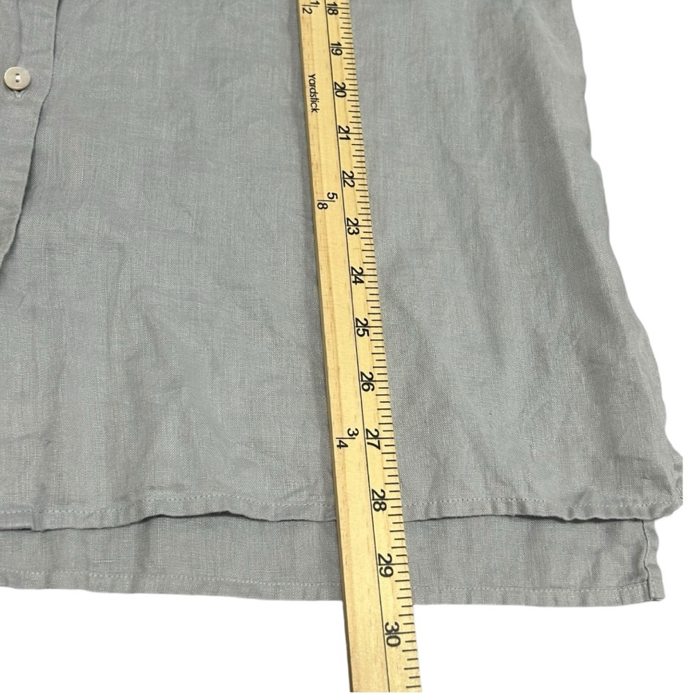 J. Jill Women’s Gray Love Linen Essential Long‎ Sleeve Button Down Shirt  Sz L - Picture 4 of 8